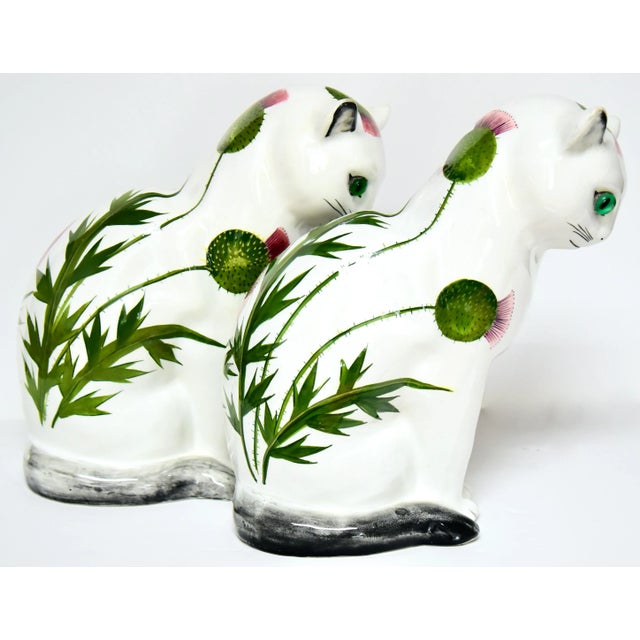 Mid 20th Century Large Mid 20th Century Wemyss Ware Pottery Cats for Jan Plichta of London - A Pair For Sale - Image 5 of 7