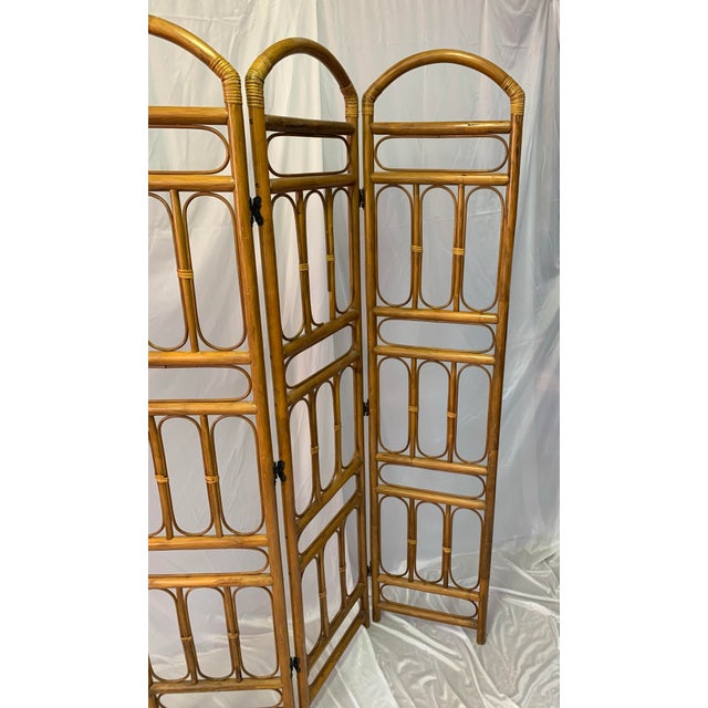 Vintage Rattan 3-Panel Room Divider For Sale - Image 4 of 12