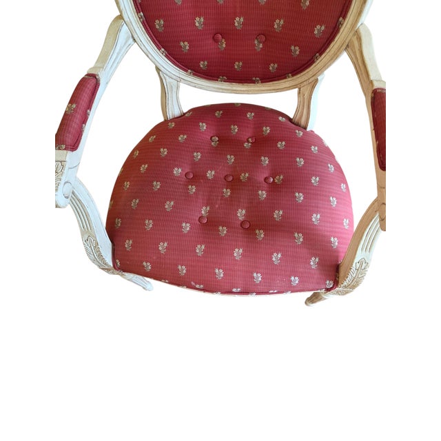 Wood Vintage Louis XVI Armchair French Provincial Francesca Chair Attributed to Ethan Allen For Sale - Image 7 of 15