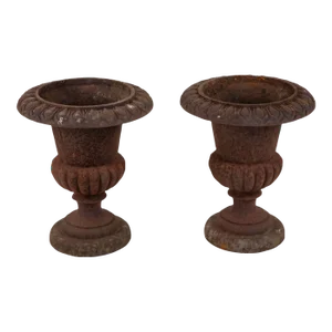 Pair of Cast Iron Urns, French 19th Century