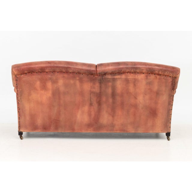 Animal Skin George Smith Red Leather Two-Seat Club Sofa For Sale - Image 7 of 7