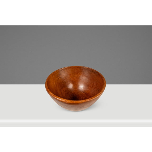 Mid-Century Modern Set of Four ( 4 ) Mid-Century Organic Modern Wood-Turned Salad / Serving Bowls in Solid Burmese Teak, C. 1970's For Sale - Image 3 of 17
