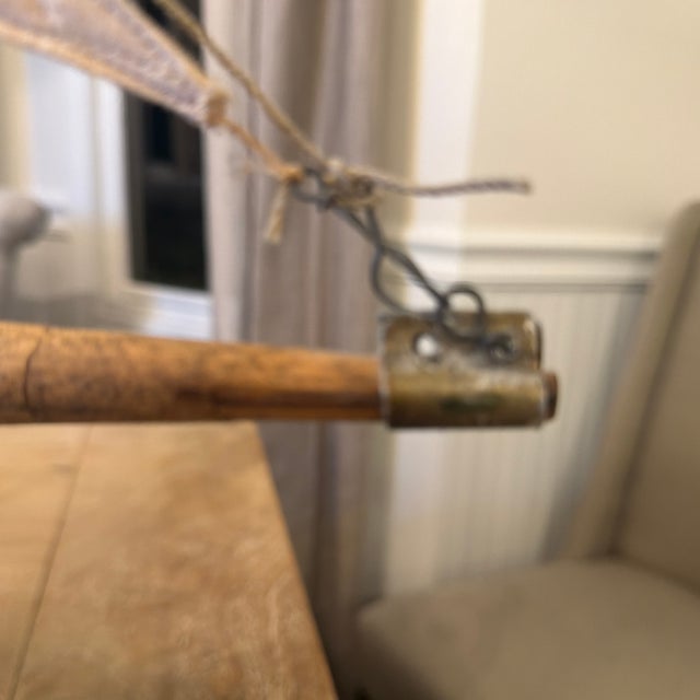 Wood Early 20th Century Gaff-Rigged Carved Wood Pond Yacht on Custom Cradle For Sale - Image 7 of 12
