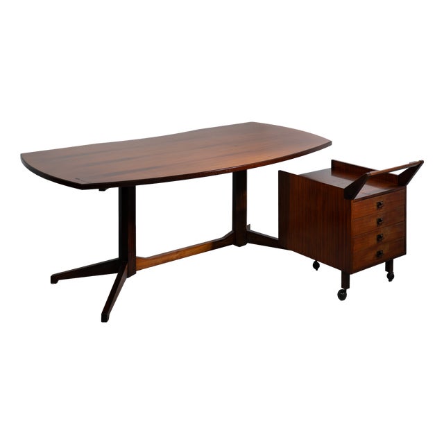 TL22 Desk and CM24 Trolley by Franco Albini and Franca Helg for Poggi, 1958, Set of 2 For Sale