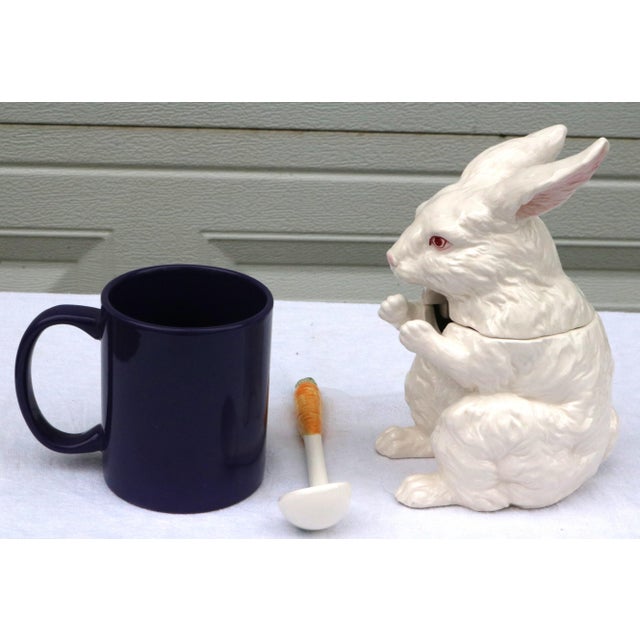 1980s The Haldon Group White Bunny Rabbit Condiment Server With Carrot Spoon For Sale In Cincinnati - Image 6 of 16