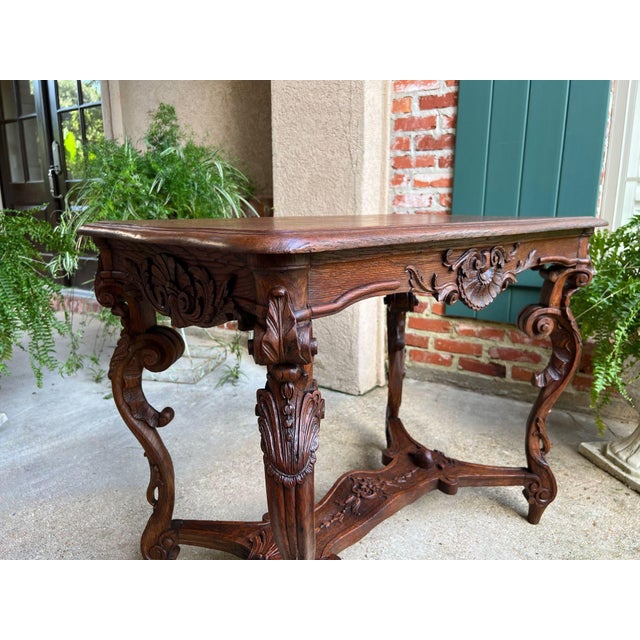 Antique French Sofa Hall Table Carved Oak Louis XV Rococo Side End Table For Sale - Image 15 of 18