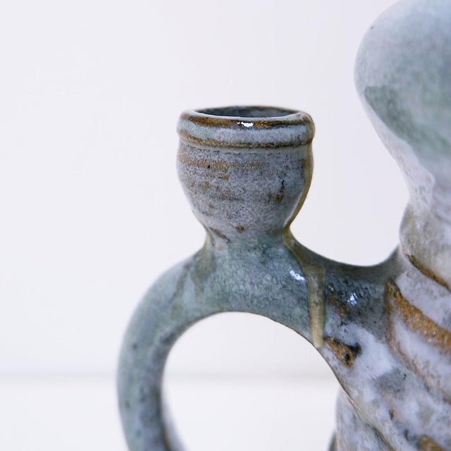Three-Light Candlestick in Glazed Ceramic by Jacques Pouchain For Sale - Image 10 of 14