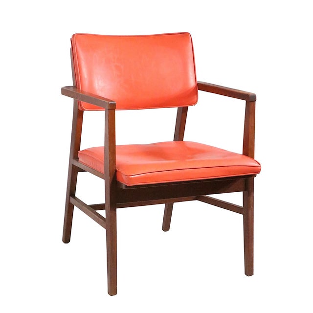 Orange Mid 20th Century Orange Vinyl Seat Arm Chair For Sale - Image 8 of 10