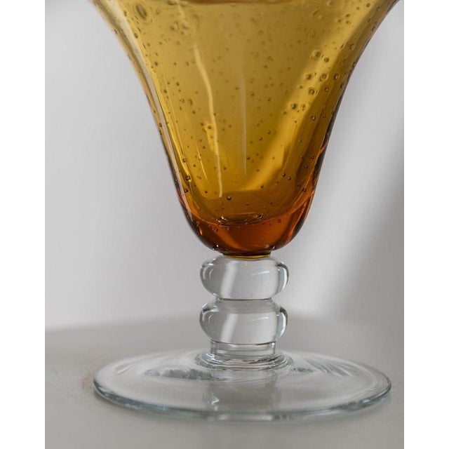 Vintage Italian Orange Bubble Murano Glass Footed Bowl with Ball Stem, 1980s For Sale - Image 3 of 13