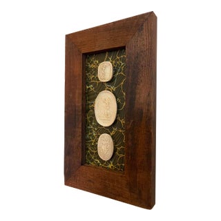 Italian Plaster Intaglios in 1880s Pine Frame For Sale