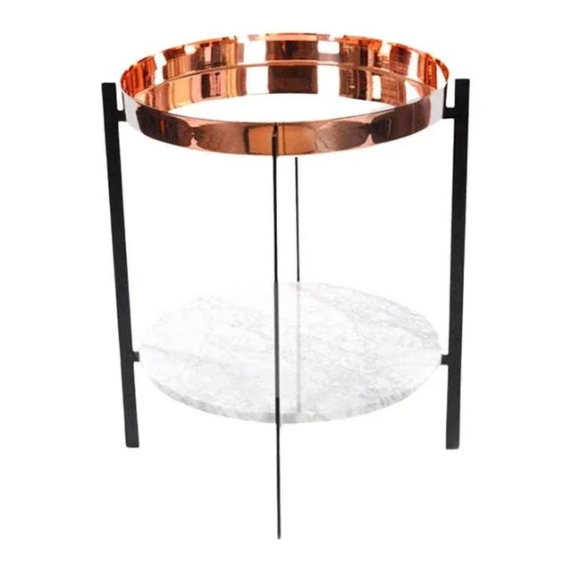 Metal Copper and White Carrara Marble Deck Table by OxDenmarq For Sale - Image 7 of 7