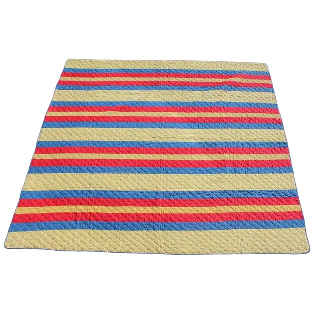 Antique Split Bars Quilt From Pennsylvania For Sale