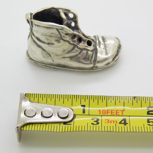 Vintage Italian Handmade Genuine Silver Rare Old Boot Shoe Figurine Miniature For Sale - Image 9 of 9