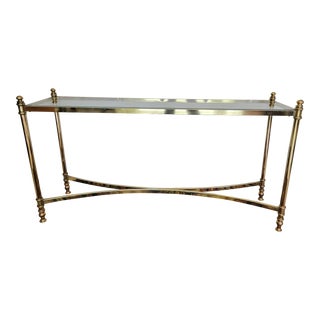 Mid 20th Century Vintage Brass and Glass Table For Sale