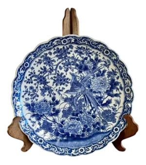 Antique Japanese Blue and White Imari Scalloped Edge Plate, 1900