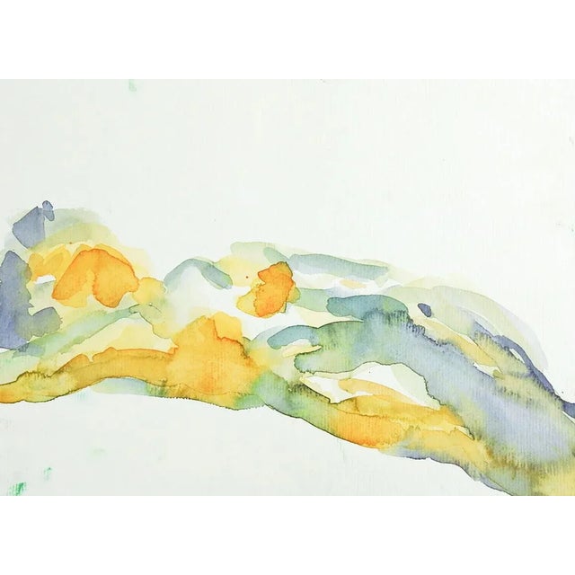 Vintage Abstract Gray and Orange Nude Study Watercolor Painting For Sale - Image 4 of 4