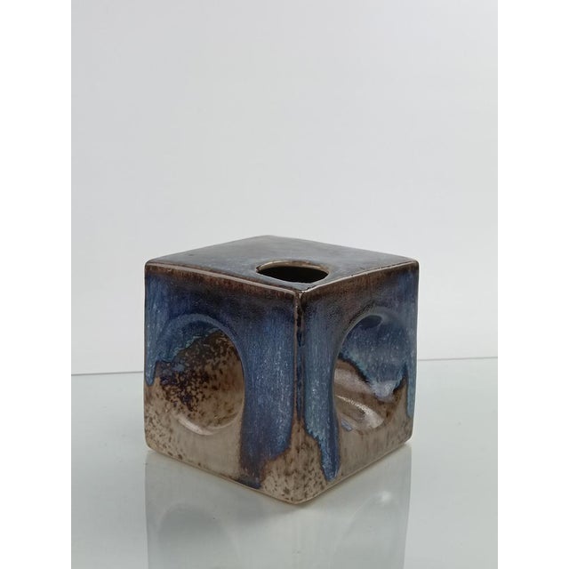 Cubic Vase in Glazed Ceramic, 1970s For Sale - Image 13 of 14