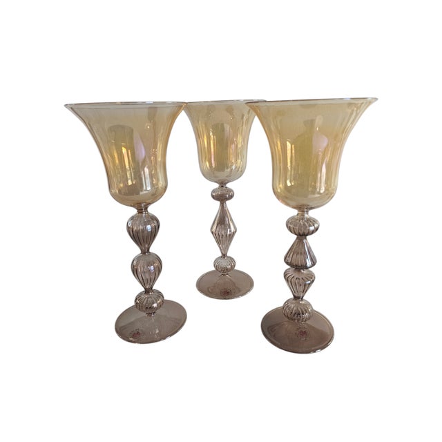 1980s Parise Vetro Venetian Murano Set of Wine Glasses - Set of 8 For Sale In West Palm - Image 6 of 7