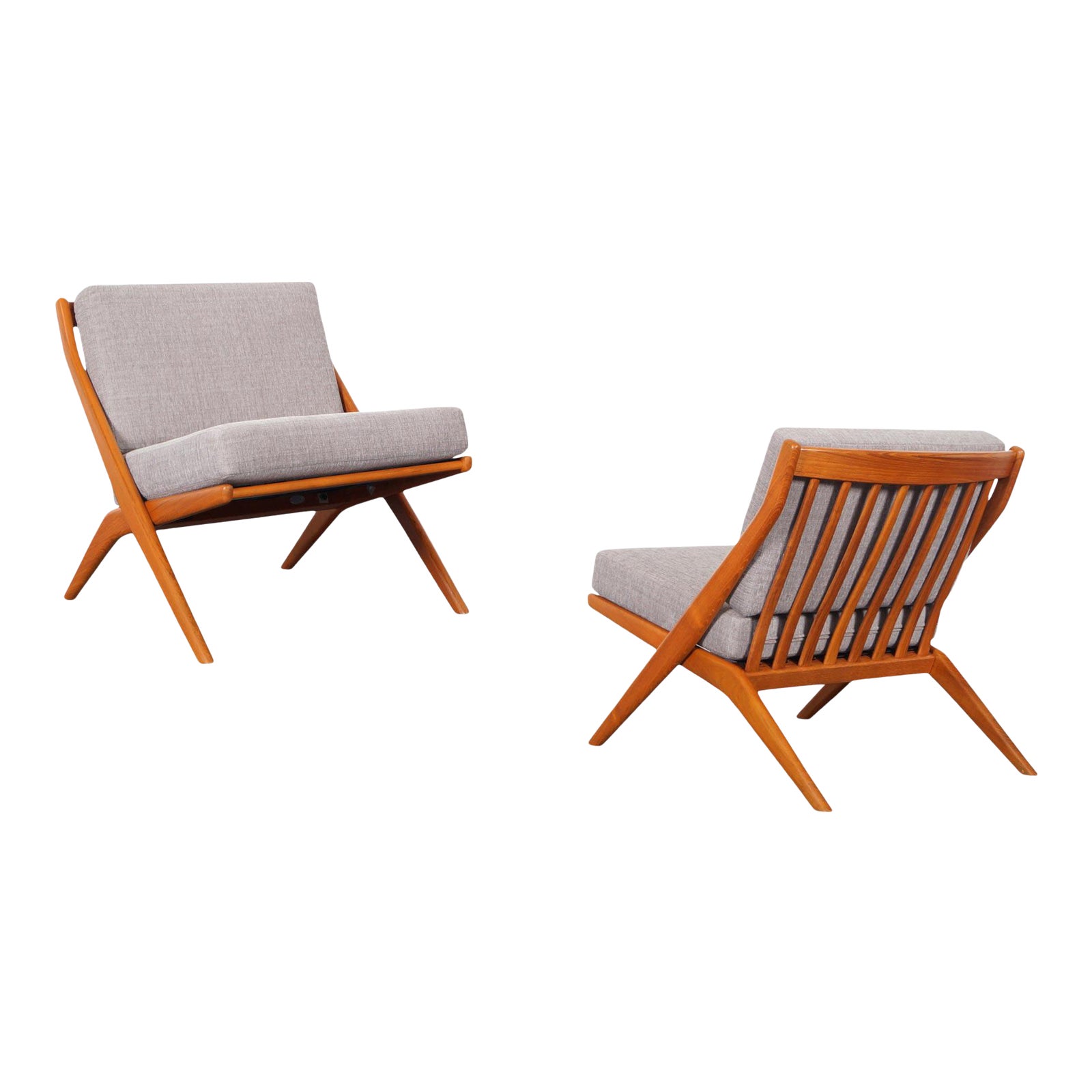 Vintage Teak "Scissor" Lounge Chairs by Folke Ohlsson for Dux Chairish