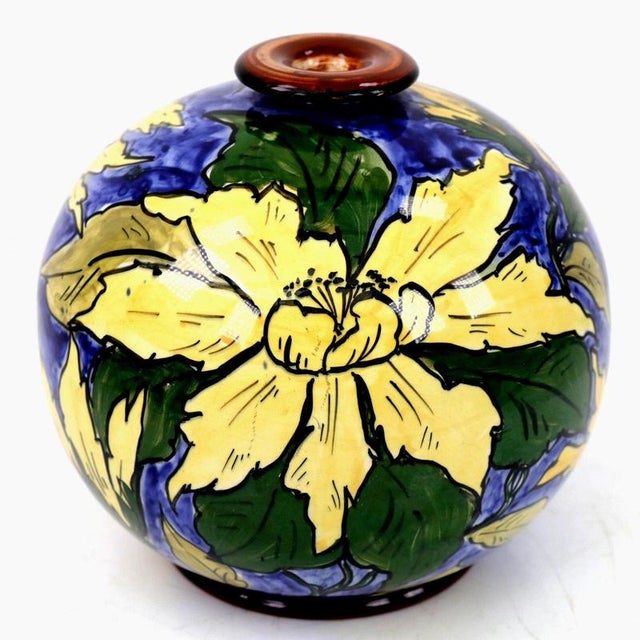 Antique Burslem Faience Floral Globe Vase from Gibsons & Sons, 1890s For Sale - Image 4 of 15