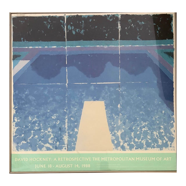 David Hockney Vintage “Day Pool With Blues" Exhibition Poster 1988 For Sale