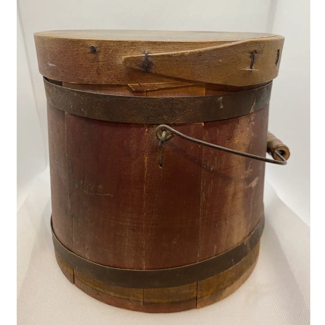 Antique Firkin Sugar Bucket – Country Primitive Style For Sale - Image 4 of 9