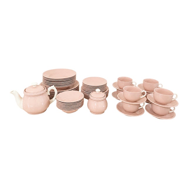 1941 Homer Laughlin Kraft Pink 56-Piece Dinnerware Set For Sale