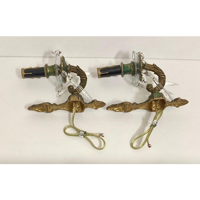 1940s 1940's French Country Bronze Sconces - a Pair For Sale - Image 5 of 7