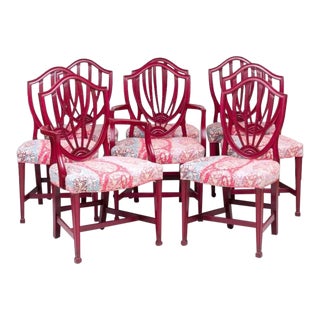 George Lll Style Painted Dining Chairs - Set of 8 For Sale