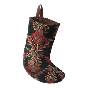 Handmade Holiday Stocking From Antique Qashqai Rug