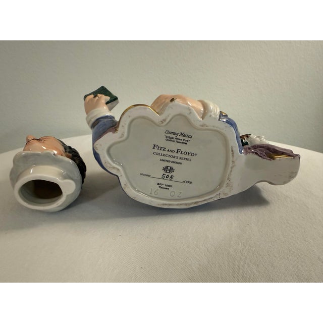 1990s 1990s Fitz and Floyd Edgar Allan Poe Character Jug With Raven – Literary Figural Pitcher For Sale - Image 5 of 9