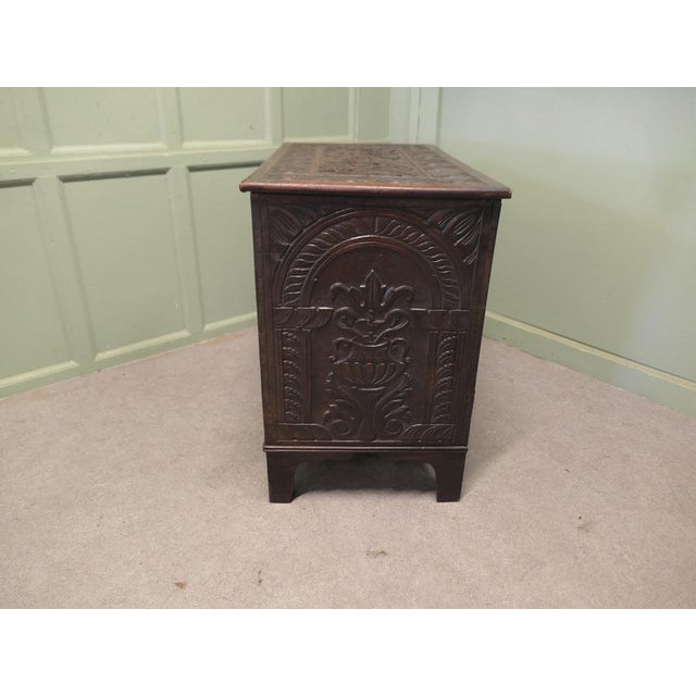 Carved Oak Mule Chest For Sale - Image 6 of 8