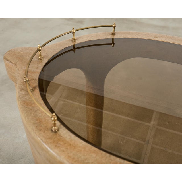 Tan Marge Carson Hollywood Regency Elephant Bar Cart For Sale - Image 8 of 12