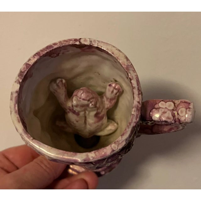 Antique 19th Century English Staffordshire Pink Luster Satyr Head Mug With Frog Inside For Sale - Image 11 of 12