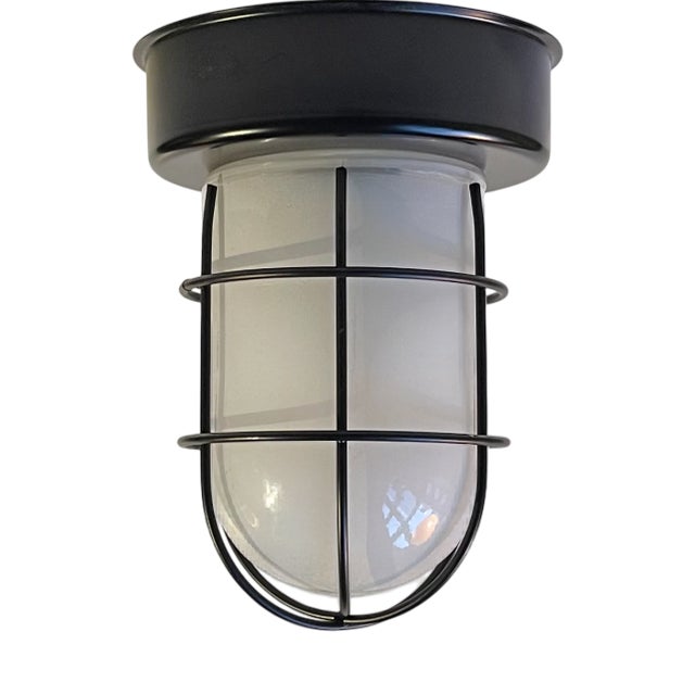 Vintage Industrial Cage Flush Mount or Wall Light by Abo Randers, 1980s For Sale