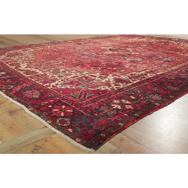 Textile Mid 20th Century Vintage Persian Heriz Rug, 10'02 X 13'04 For Sale - Image 7 of 10