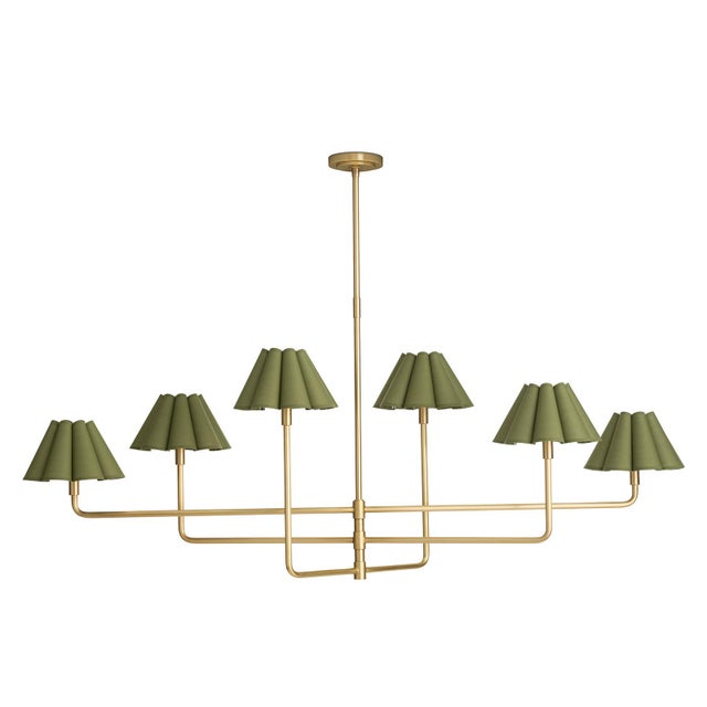 Metal Regina Andrew Polly Chandelier, Natural Brass with Olive Scalloped Shade - 2 cartons For Sale - Image 7 of 7