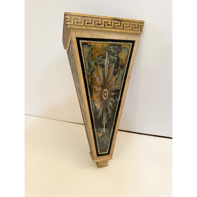 1920s Eglomise & Wood Antique Wall Brackets -A Pair For Sale - Image 5 of 11