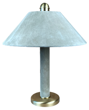 Large Sea Grass Green Leather Suede and Brass Table Lamp, 1970s