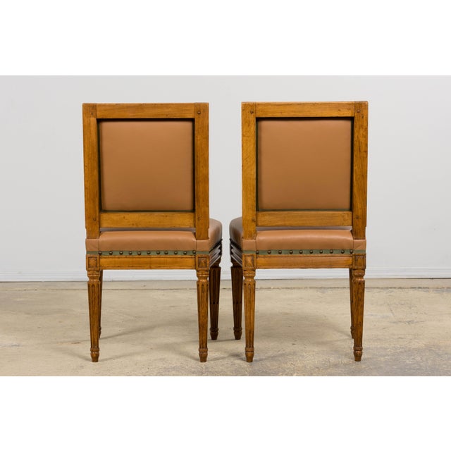 Late 19th Century French Louis XVI Style Dining Chairs in Tan Leather, Set of 6 For Sale - Image 18 of 18