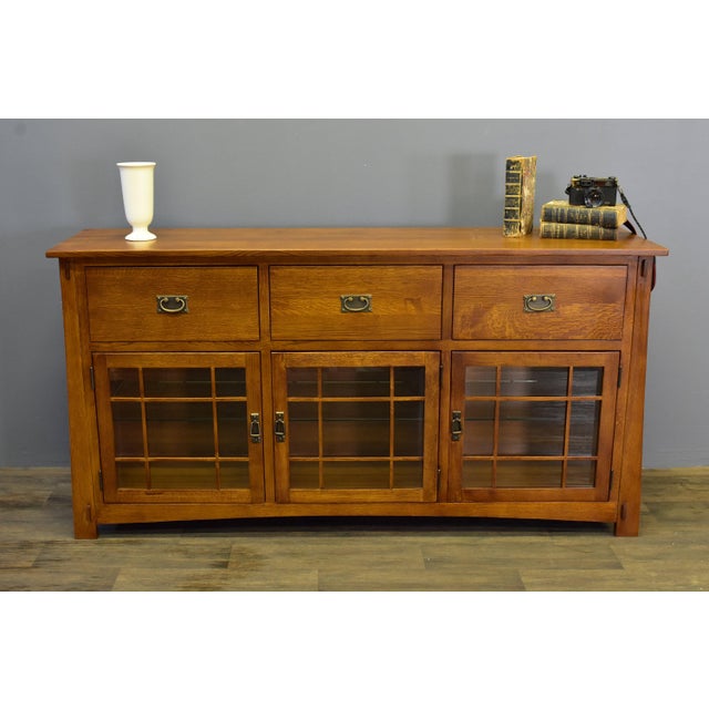 Brown Craftsman Style Quarter Sawn Oak Sideboard - 72" - Micheal Cherry For Sale - Image 8 of 14