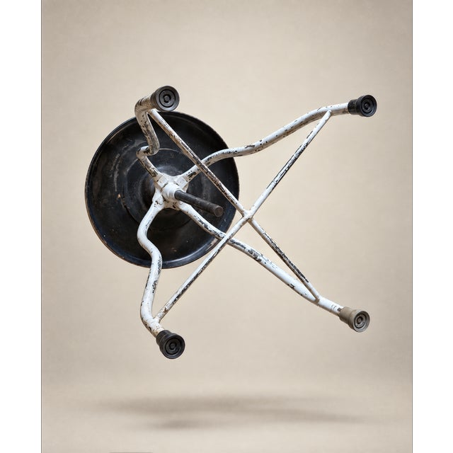 1920s Industrial Adjustable Steel Stool For Sale - Image 4 of 6