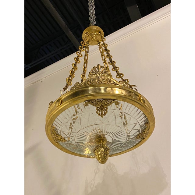 Metal 1900's French Empire Gilt Bronze Chandelier With Cut Glass For Sale - Image 7 of 9