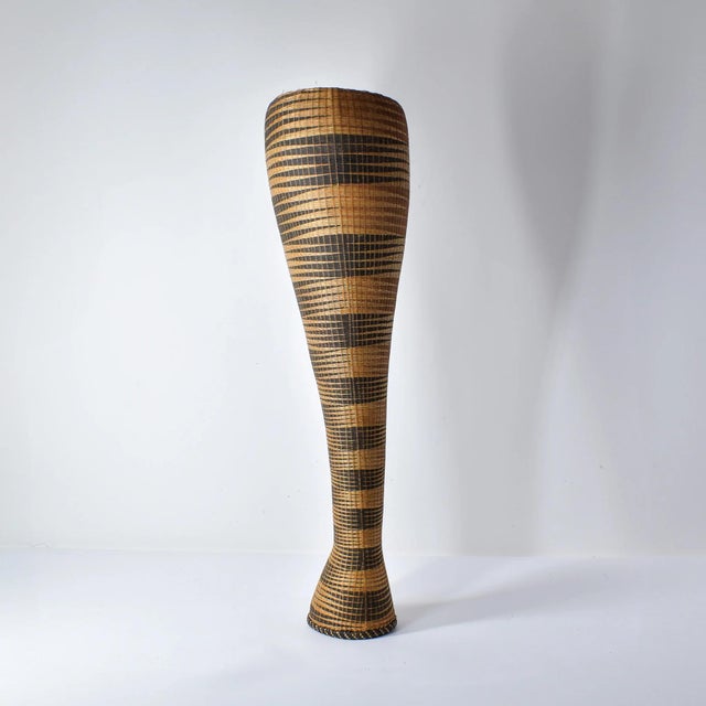 African Early 20th Century Tutsi Wedding Basket Vase Rwanda 31 inch For Sale - Image 3 of 13