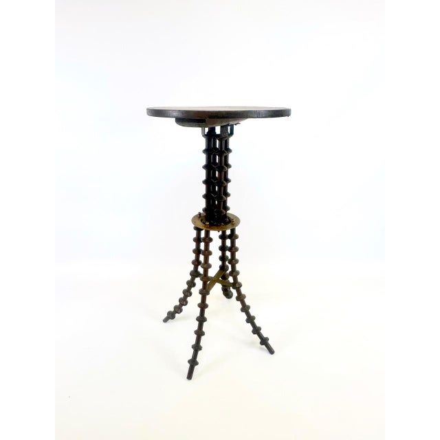 Antique Victorian Folk Art Wood Spool Side Table For Sale - Image 10 of 18