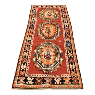 Vintage Tribal Rug 4’9” X 10’2” Red Wool Hand-Knotted Oriental Carpet For Sale