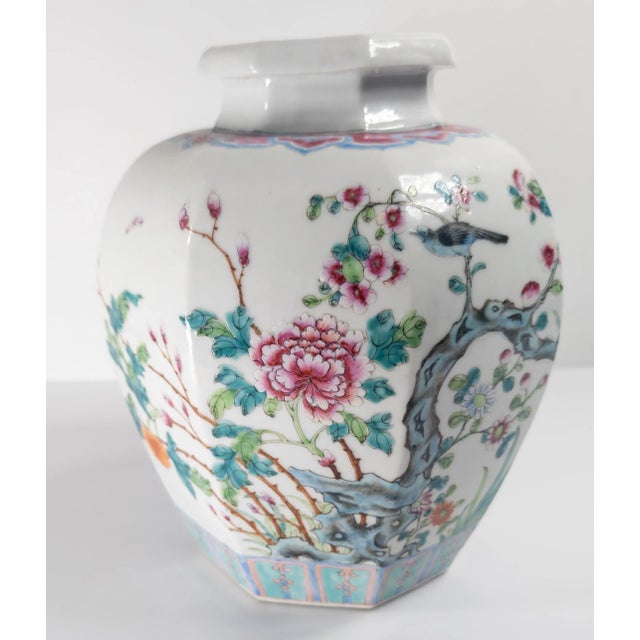 Early 20th Century Chinese Republic Period Famille Rose Faceted Jar or Vase For Sale - Image 12 of 18