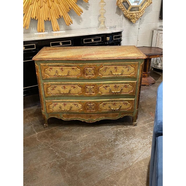 19th Century French Louis XV Style Painted Commode For Sale - Image 4 of 12