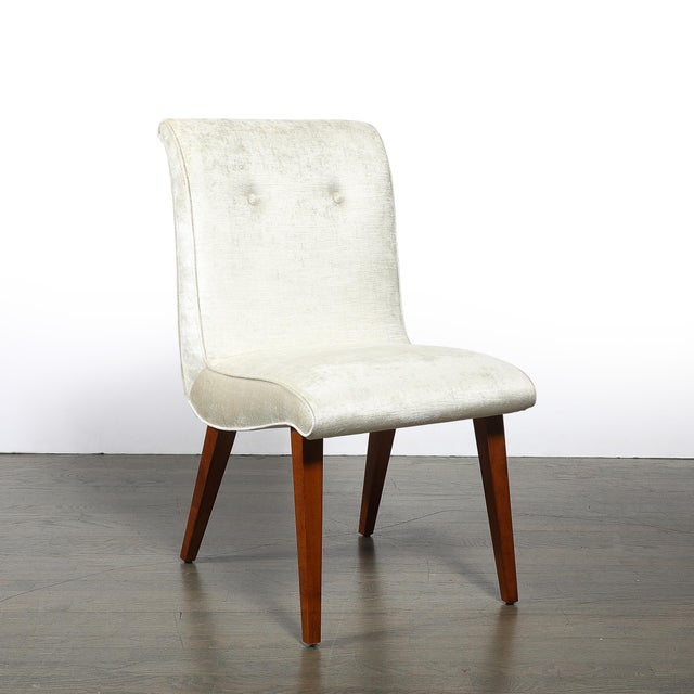 Pair of Art Deco Button Back Velvet Chairs by Russel Wright for Conant Ball For Sale - Image 11 of 13