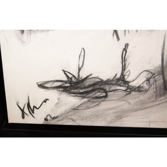 Early 21st Century Kcho (Alexis Leyva Machado) Charcoal on Canvas Boat Scene – 37” H X 30 ½” W For Sale - Image 5 of 5